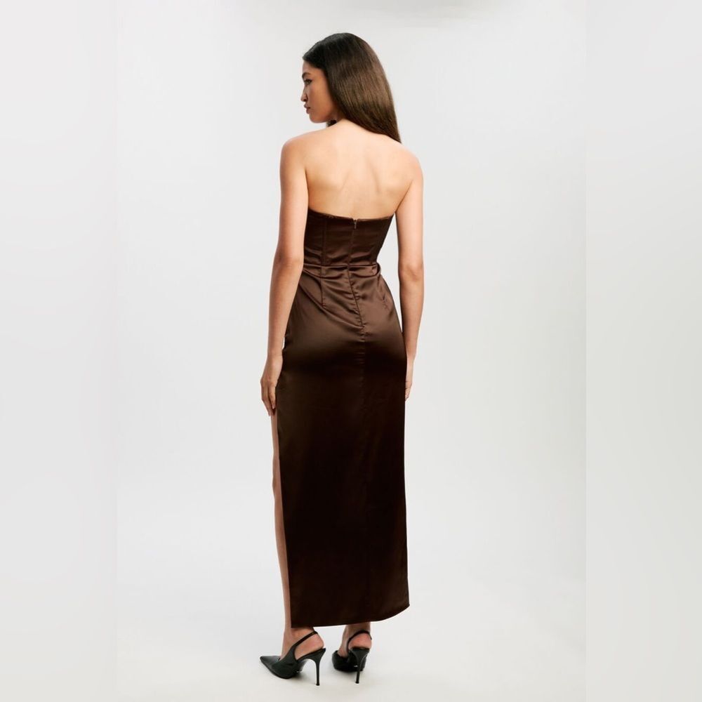 BARDOT Everlasting Satin Midi Dress In Chocolate Size 8 DM3 - Picture 7 of 12